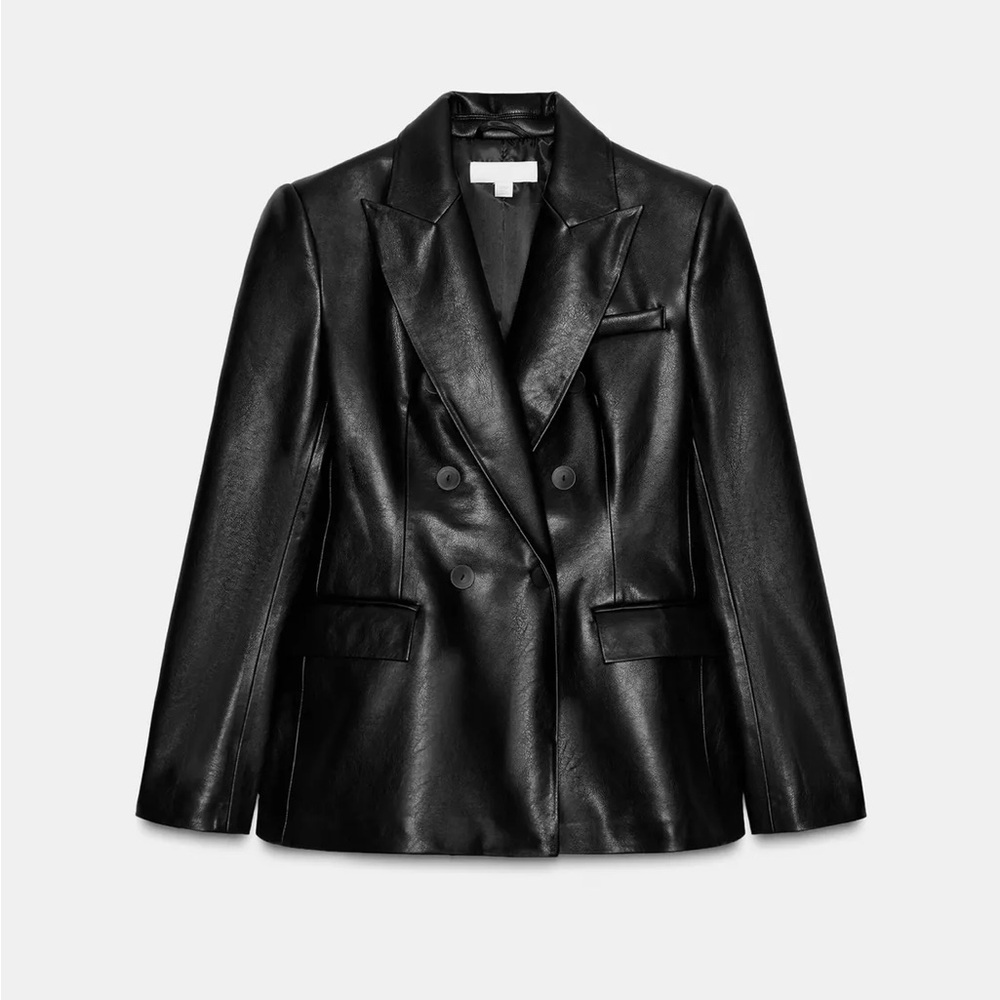 Zara Black Faux Leather Outerwear